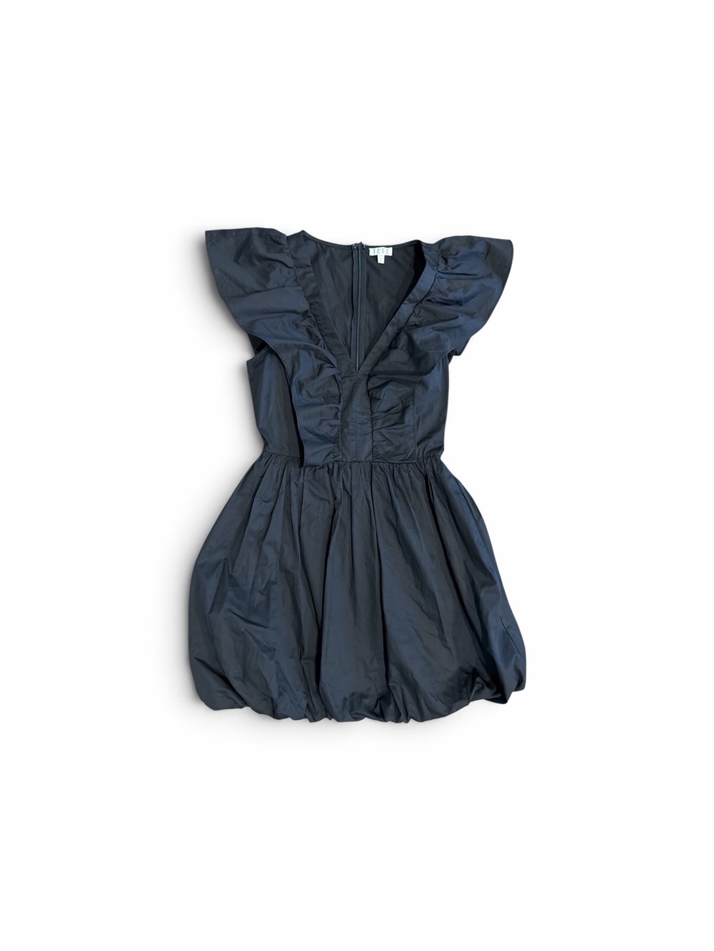TCEC Black Ruffled V-Neck Bubble Hem Dress